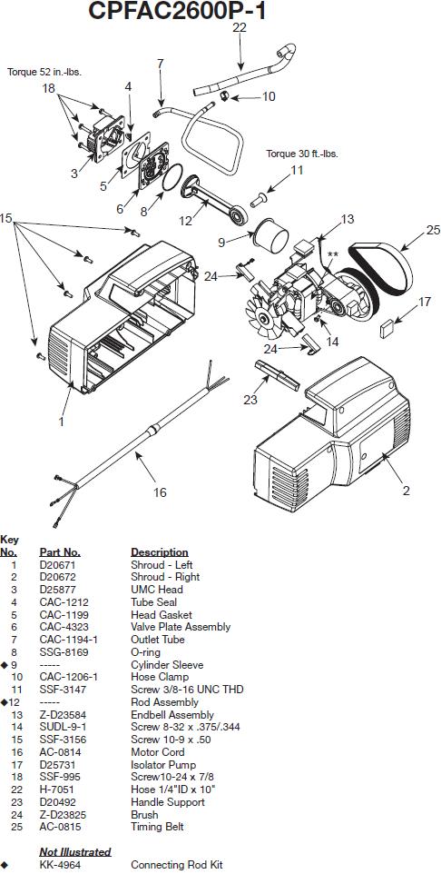 Devilbiss CPFAC2600P-1 PUMP Breakdown